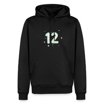 12e anniversaire watercolor étoile - Sweat à capuche Premium bio Homme - noir - Devant - Nico (187cm)