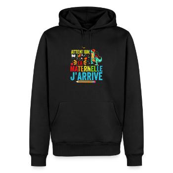 Attention La Maternelle J'arrive Rentrée Scolaire - Sweat à capuche Premium bio Homme - noir - Devant - Nico (187cm)