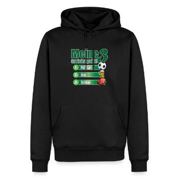 Fußball-Leidenschaft pur - Herzblut-Fan - Männer Premium Bio Hoodie - Schwarz - Vorne - Nico (187cm)