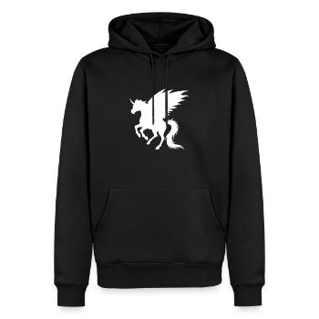 Licorne démone - Silhouette avec des ailes - Sweat à capuche Premium bio Homme - noir - Devant - Nico (187cm)