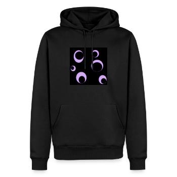 Black circles in lilac pink circles on black background - Men’s Premium Organic Hoodie - black - Front - Nico (187cm)