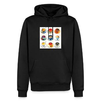Pop Art Tea Cups: 9 Unique Designs in Color - Men’s Premium Organic Hoodie - black - Front - Nico (187cm)