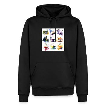 Teacups Pop Art Design for Stylish Tea Drinkers - Men’s Premium Organic Hoodie - black - Front - Nico (187cm)