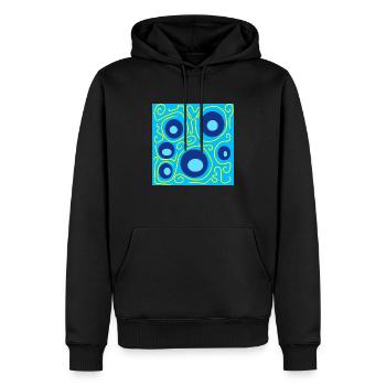 blue circles - Men’s Premium Organic Hoodie - black - Front - Nico (187cm)