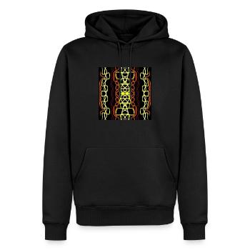 Conception symétrique verticale jaune et orange - Sweat à capuche Premium bio Homme - noir - Devant - Nico (187cm)