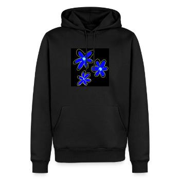 Three blue flowers - Men’s Premium Organic Hoodie - black - Front - Nico (187cm)