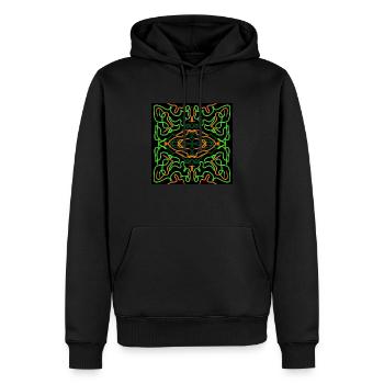 Orange and green abstract design - Men’s Premium Organic Hoodie - black - Front - Nico (187cm)