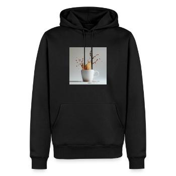 Tasse à café - Sweat à capuche Premium bio Homme - noir - Devant - Nico (187cm)