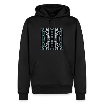 Lignes géométriques verticales vertes et bleues - Sweat à capuche Premium bio Homme - noir - Devant - Nico (187cm)