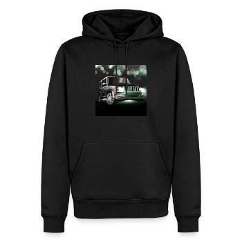 Cooles grünes Auto Bild - Männer Premium Bio Hoodie - Schwarz - Vorne - Nico (187cm)