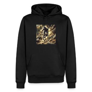 Le VTT ! - Sweat à capuche Premium bio Homme - noir - Devant - Nico (187cm)