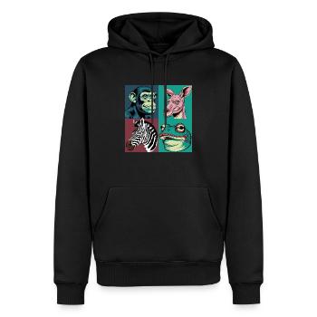 Pop-art Tiere Affe Zebra Frosch Känguru Halloween - Männer Premium Bio Hoodie - Schwarz - Vorne - Nico (187cm)