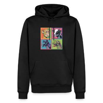 Pop Art Monkey Cow Raven Snake Colorful - Men’s Premium Organic Hoodie - black - Front - Nico (187cm)