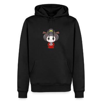 Geisha kawaii Illustration - Männer Premium Bio Hoodie - Schwarz - Vorne - Nico (187cm)