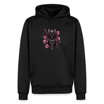 Double masque de Samuraï fleurs - Sweat à capuche Premium bio Homme - noir - Devant - Nico (187cm)