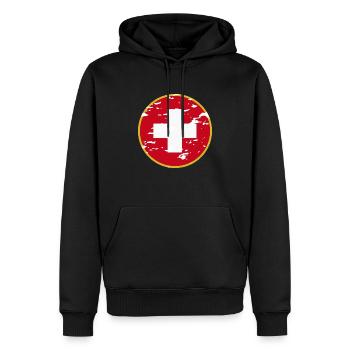 Style suisse : mode suisse - Sweat à capuche Premium bio Homme - noir - Devant - Nico (187cm)