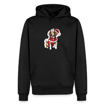 Père Noël chien Père Noël Cadeau chien - Sweat à capuche Premium bio Homme - noir - Devant - Nico (187cm)