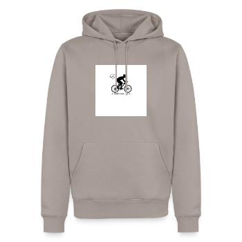 Ich fahre, weil es mir gefällt - Männer Premium Bio Hoodie - Taupe - Vorne - Nico (187cm)