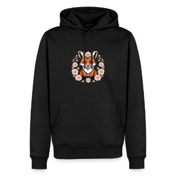 Renard Renard Fleurs Mignon Cadeau Animal Amour pour les Femmes - Sweat à capuche Premium bio Homme - noir - Devant - Nico (187cm)