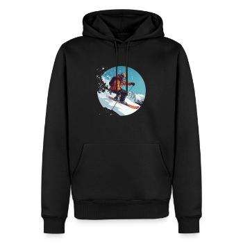 Pulverschnee und Action: Spüre die Winterfreiheit! - Männer Premium Bio Hoodie - Schwarz - Vorne - Nico (187cm)