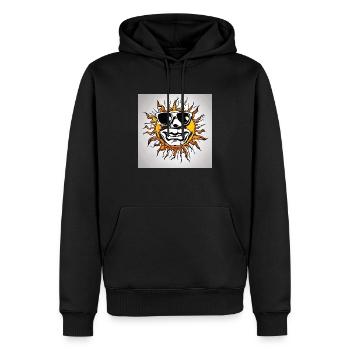 Die lachende Sonne unter Mondstrahl - Männer Premium Bio Hoodie - Schwarz - Vorne - Nico (187cm)