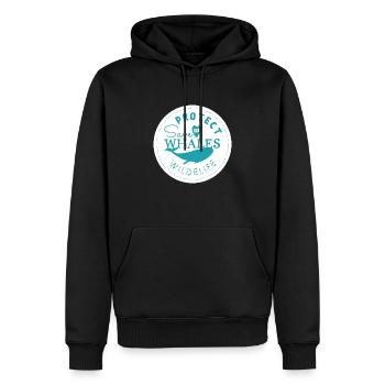 Save the wales, protect wildelife - Bleu - Sweat à capuche Premium bio Homme - noir - Devant - Nico (187cm)