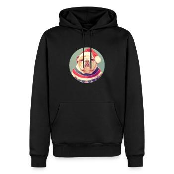 Christmas motif with an English bulldog - Men’s Premium Organic Hoodie - black - Front - Nico (187cm)