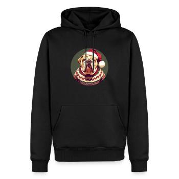 Christmas motif with an English bulldog - Men’s Premium Organic Hoodie - black - Front - Nico (187cm)