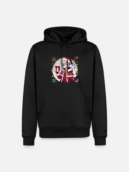 Anime Weinachts - Männer Premium Bio Hoodie - Schwarz