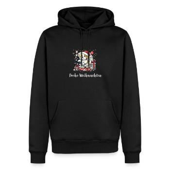 Weihnachten süsser Hund - Männer Premium Bio Hoodie - Schwarz - Vorne - Nico (187cm)