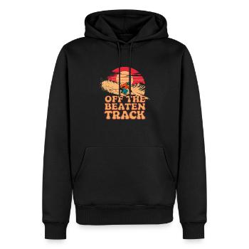Abseits der ausgetretenen Pfade Skifahrer - Männer Premium Bio Hoodie - Schwarz - Vorne - Nico (187cm)