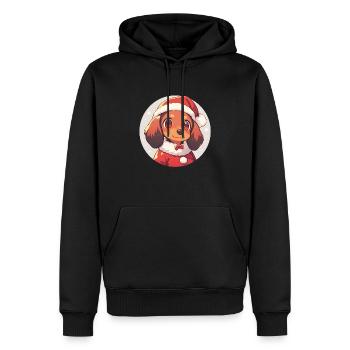 Motif de Noël Cavalier King Charles Spaniel - Sweat à capuche Premium bio Homme - noir - Devant - Nico (187cm)