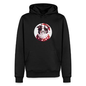 Christmas motif with Border Collie - Men’s Premium Organic Hoodie - black - Front - Nico (187cm)