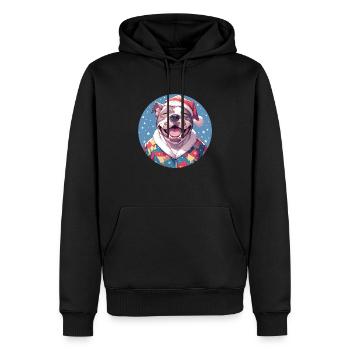 Motif de Noël avec un Staffy - Sweat à capuche Premium bio Homme - noir - Devant - Nico (187cm)