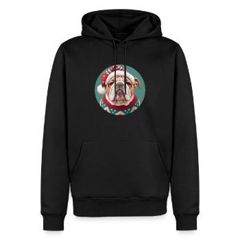 Christmas motif with an English bulldog - Men’s Premium Organic Hoodie - black - Front - Nico (187cm)