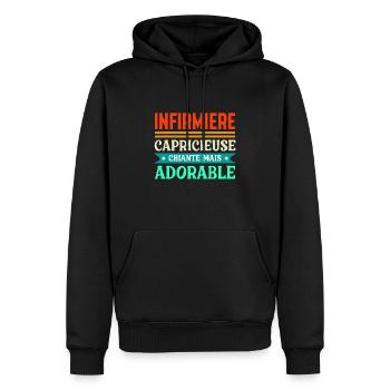 Infirmière adorable - Sweat à capuche Premium bio Homme - noir - Devant - Nico (187cm)