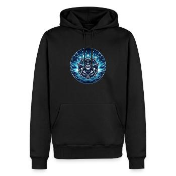 Kapitän im Sturm Logo - Männer Premium Bio Hoodie - Schwarz - Vorne - Nico (187cm)