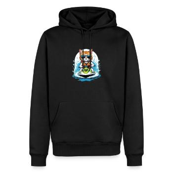 Cat Jet Ski Chat Drôle Drôle Cadeau - Sweat à capuche Premium bio Homme - noir - Devant - Nico (187cm)