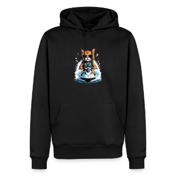 Cat Jet Ski Chat Drôle Drôle Cadeau - Sweat à capuche Premium bio Homme - noir - Devant - Nico (187cm)