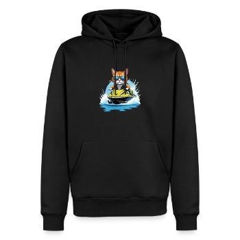 Cat Jet Ski Chat Drôle Drôle Cadeau - Sweat à capuche Premium bio Homme - noir - Devant - Nico (187cm)