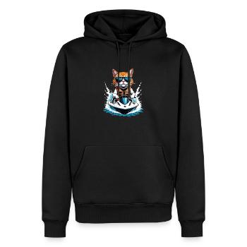 Cat Jet Ski Chat Drôle Drôle Cadeau - Sweat à capuche Premium bio Homme - noir - Devant - Nico (187cm)
