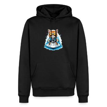 Cat Jet Ski Chat Drôle Drôle Cadeau - Sweat à capuche Premium bio Homme - noir - Devant - Nico (187cm)