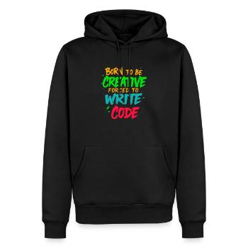 Geboren, um kreativ zu sein Gezwungen, Code zu schreiben T-Shirt - Männer Premium Bio Hoodie - Schwarz - Vorne - Nico (187cm)