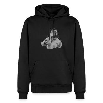 Provokant mit Hoodie - Männer Premium Bio Hoodie - Schwarz - Vorne - Nico (187cm)