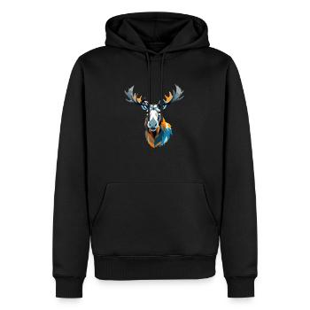 Elch-Vektor-Kunst mit lebendiger Farbillustration - Männer Premium Bio Hoodie - Schwarz - Vorne - Nico (187cm)