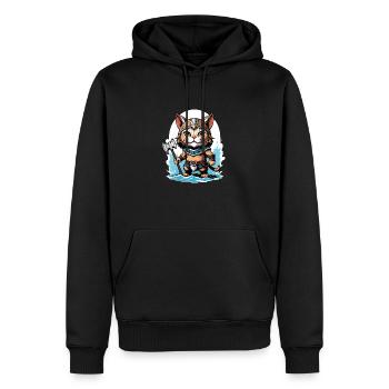 Cat Wikinger Viking Katze Geschenk Süß - Männer Premium Bio Hoodie - Schwarz - Vorne - Nico (187cm)