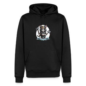 Cat Wikinger Viking Katze Geschenk Süß - Männer Premium Bio Hoodie - Schwarz - Vorne - Nico (187cm)