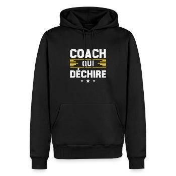 Coach Qui Déchire - Sweat à capuche Premium bio Homme - noir - Devant - Nico (187cm)