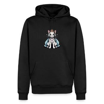 Chat Princesse Reine Chat Cadeau élégant - Sweat à capuche Premium bio Homme - noir - Devant - Nico (187cm)