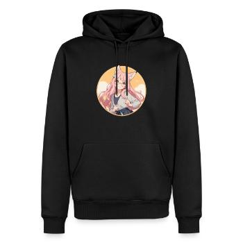 Fox Girl: Verzauberter Charme im Anime-Stil - Männer Premium Bio Hoodie - Schwarz - Vorne - Nico (187cm)